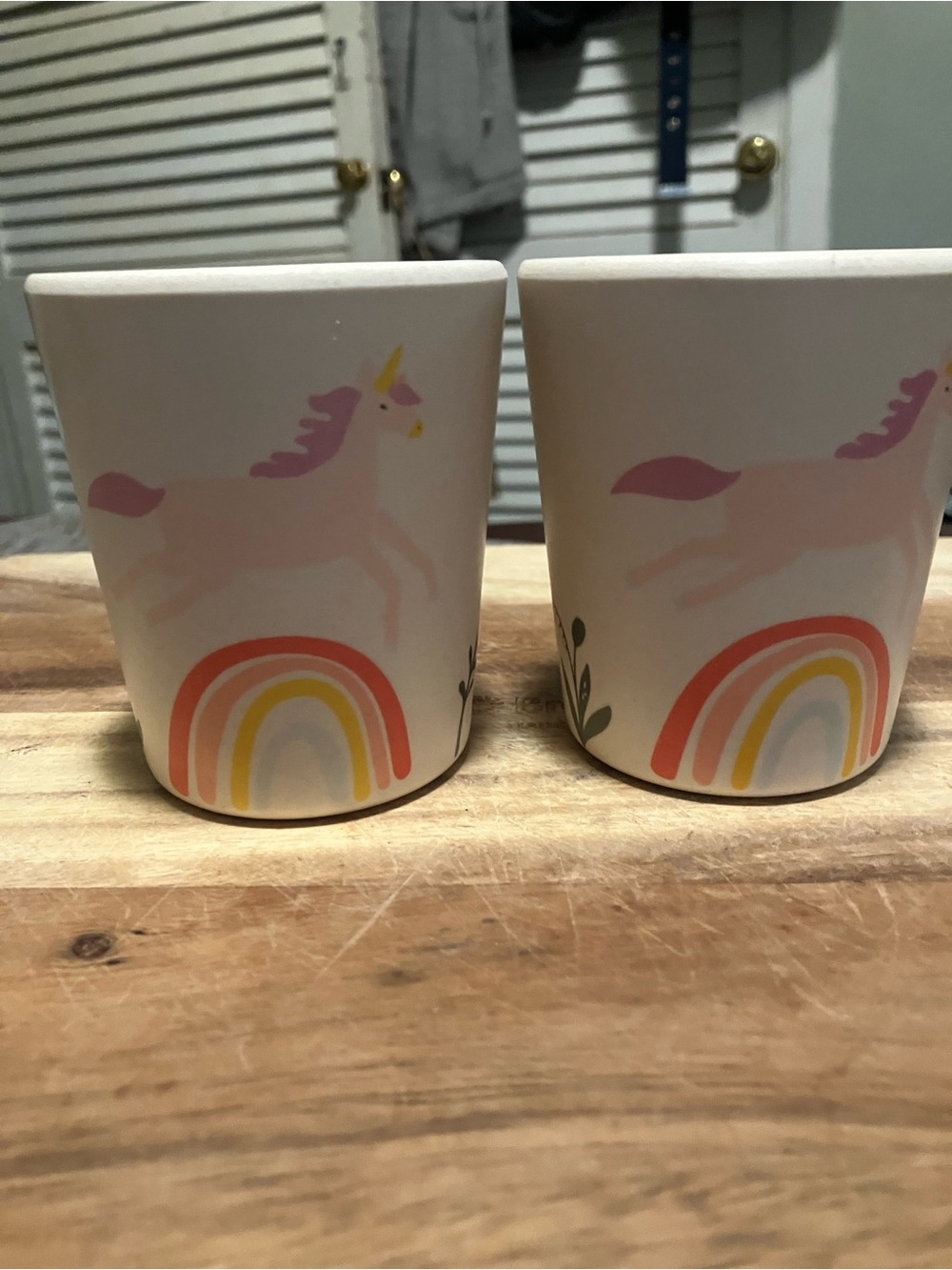Set of Off White Pillowfort Kids Unicorn Bamboo Melamine Tumblers